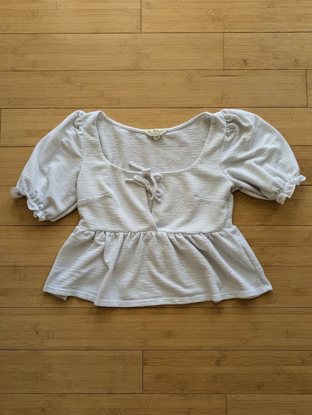 Miss Selfridge White Peplum Puff Sleeve Keyhole Top